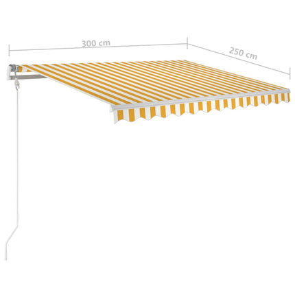 markise m. LED + vindsensor 300x250 cm automatisk gul og hvid