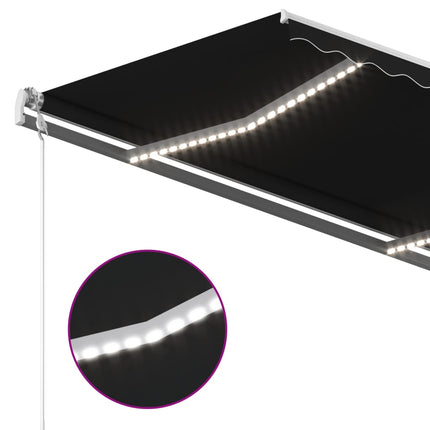markise m. LED + vindsensor 300x250 cm automatisk antracitgrå