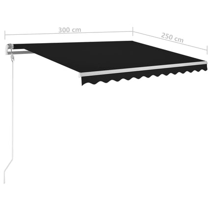 markise m. LED + vindsensor 300x250 cm automatisk antracitgrå