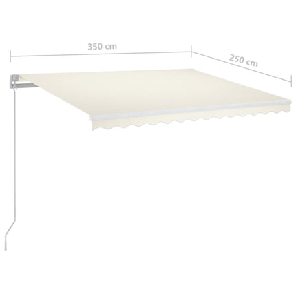 markise m. LED 350x250 cm manuel betjening cremefarvet