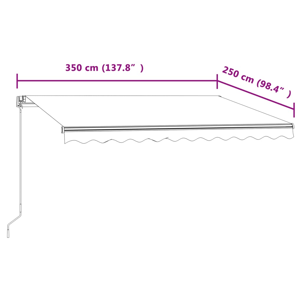 markise 350x250 cm automatisk betjening cremefarvet