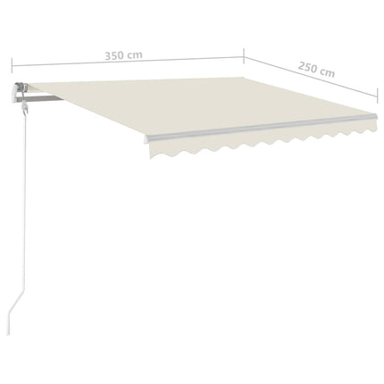markise m. LED + vindsensor 350x350 cm automatisk cremefarvet