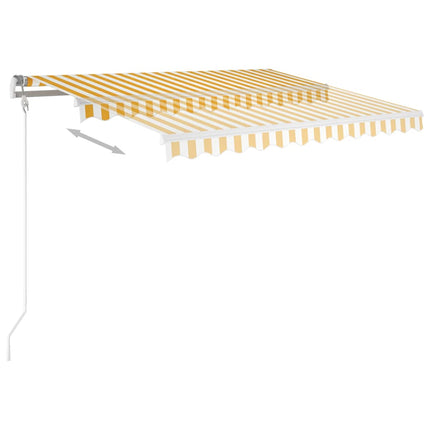 markise m. LED + vindsensor 350x250 cm automatisk gul og hvid