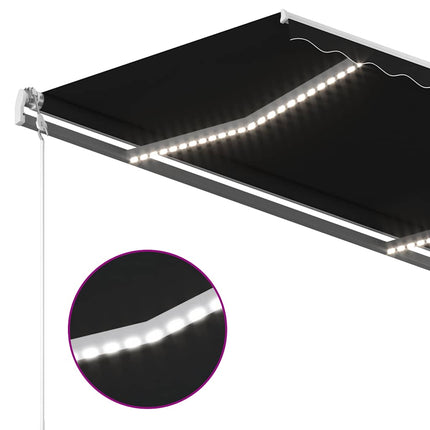 markise m. LED + vindsensor 350x250 cm automatisk antracitgrå