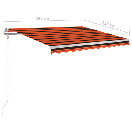 markise m. LED + vindsensor 350x250 cm automatisk orange/brun