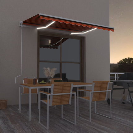 markise m. LED + vindsensor 350x250 cm automatisk orange/brun
