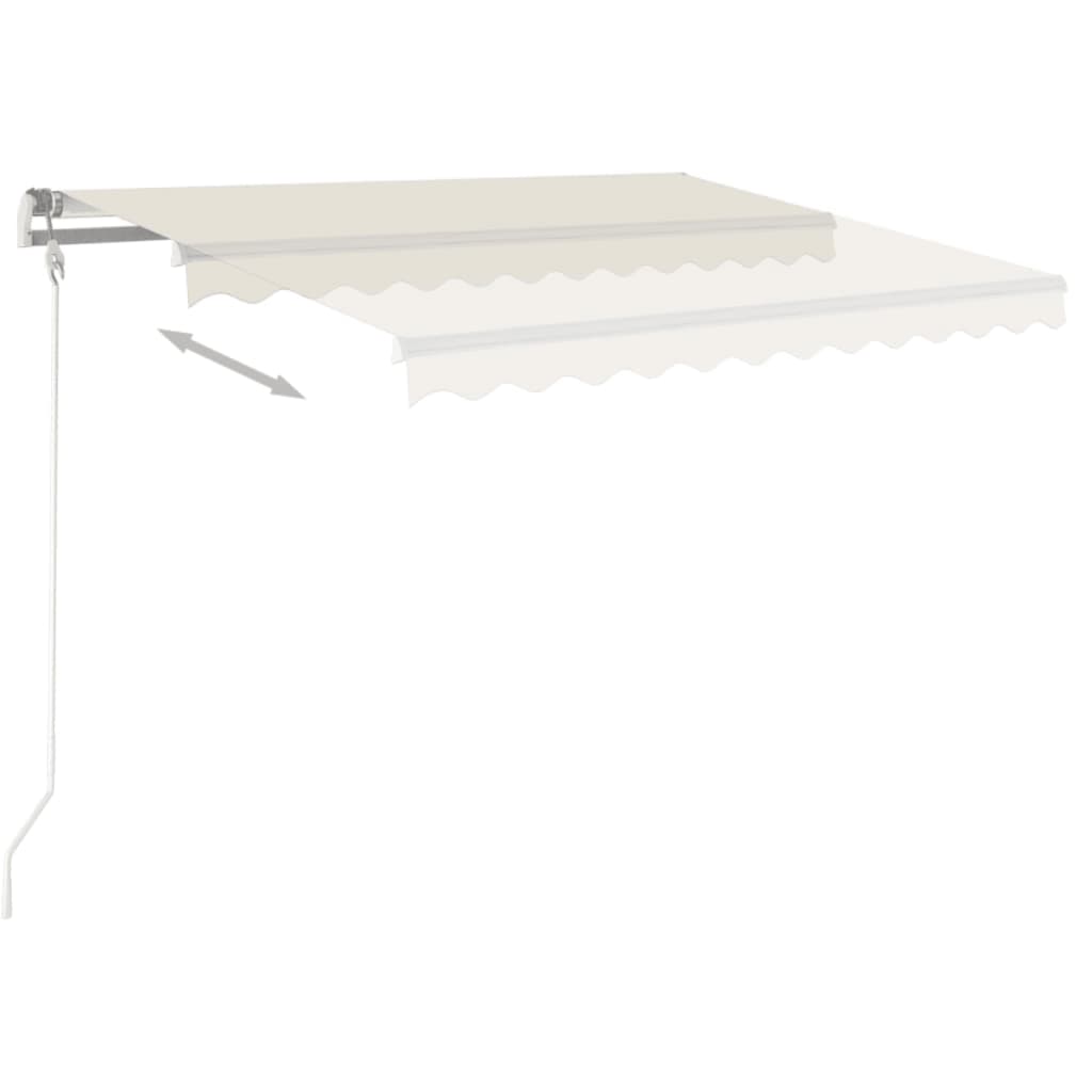 markise m. LED-lys 450x300 cm manuel betjening cremefarvet