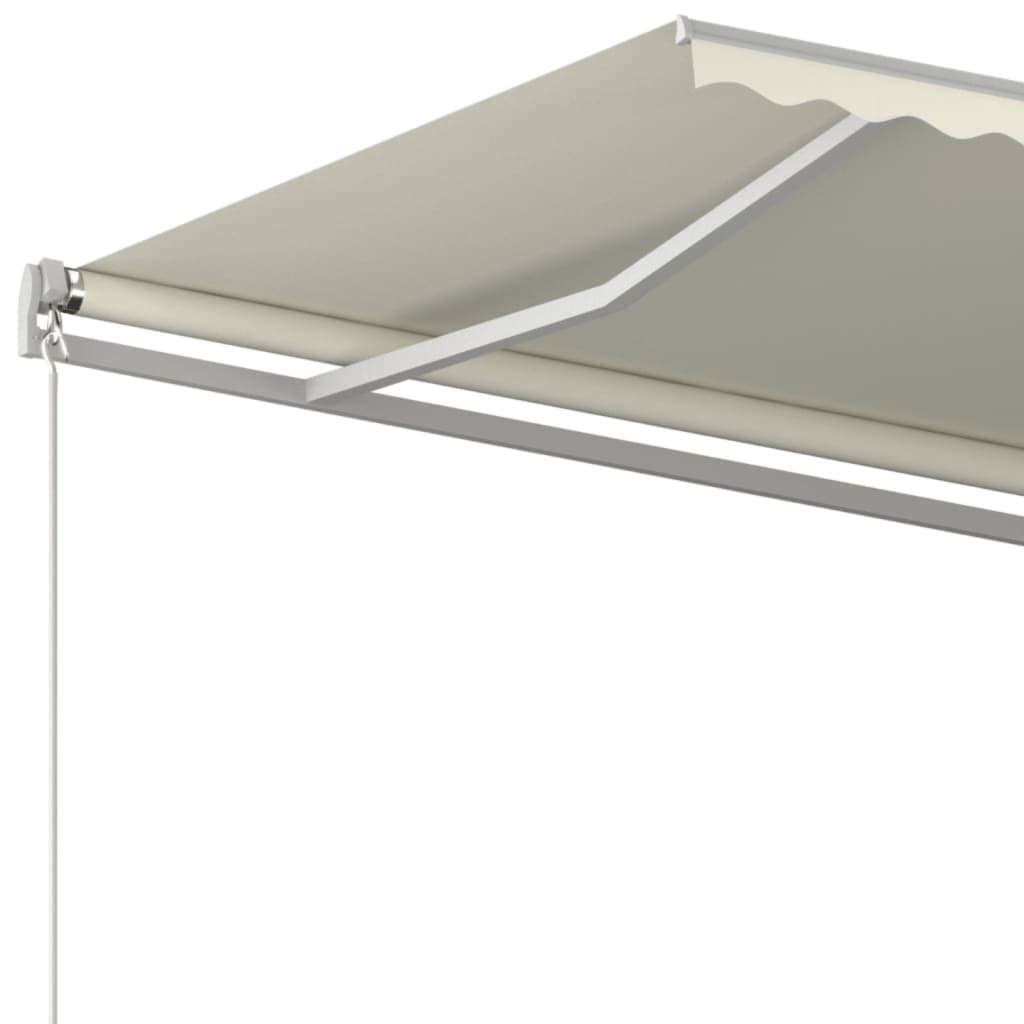 markise m. LED-lys 450x300 cm manuel betjening cremefarvet