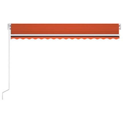 markise m. LED-lys 450x300 cm manuel betjening orange og brun