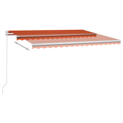 markise m. LED-lys 450x300 cm manuel betjening orange og brun