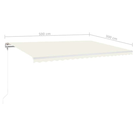 markise m. LED + vindsensor 500x300 cm automatisk cremefarvet