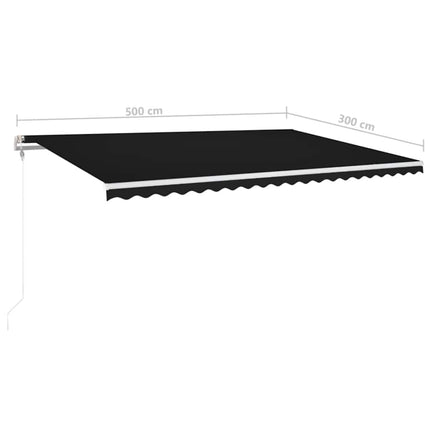 markise m. LED + vindsensor 500x300 cm automatisk antracitgrå