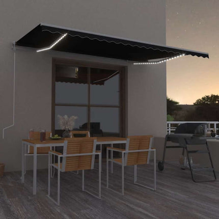 markise m. LED + vindsensor 500x300 cm automatisk antracitgrå
