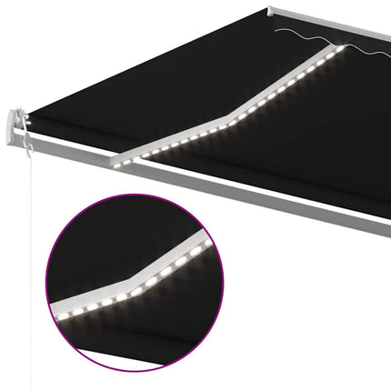 markise m. LED + vindsensor 600x300 cm automatisk antracit