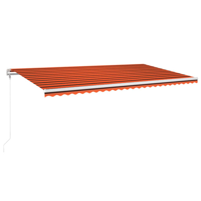 markise m. LED + vindsensor 600x300 cm automatisk orange/brun