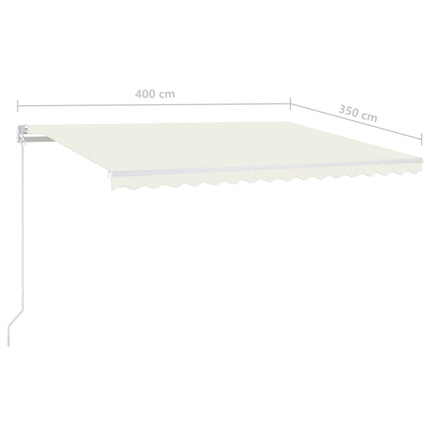 markise m. LED-lys 400x350 cm manuel betjening cremefarvet