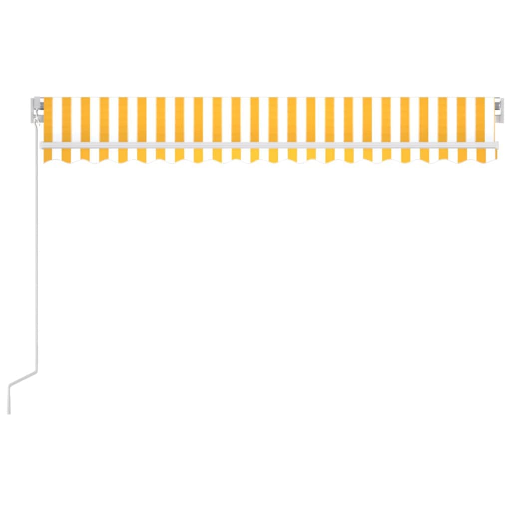 markise m. LED-lys 400x350 cm manuel betjening gul og hvid