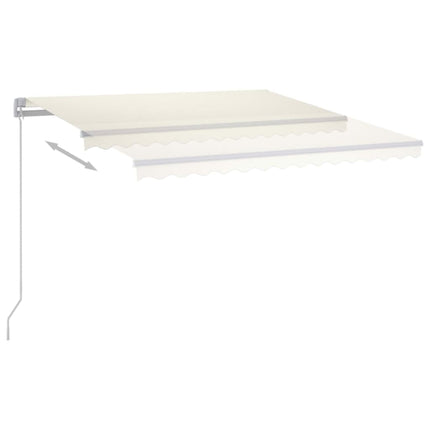 markise m. LED-lys 450x350 cm manuel betjening cremefarvet