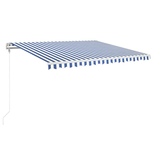 markise 450x350 cm automatisk betjening blå og hvid