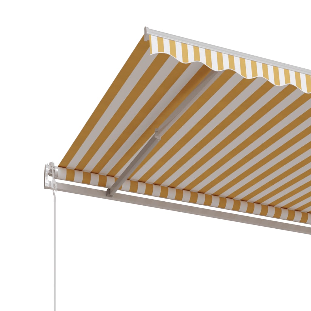 markise 450x350 cm automatisk betjening gul og hvid