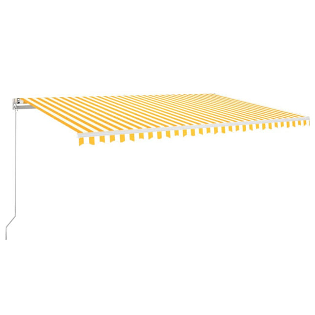 markise m. LED-lys 500x350 cm manuel betjening gul og hvid