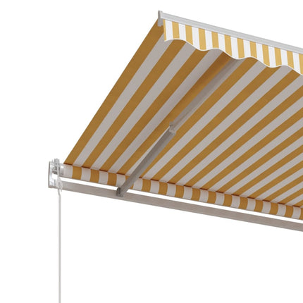 markise 500x350 cm automatisk betjening gul og hvid