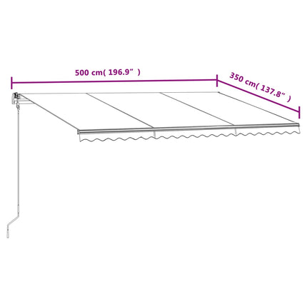markise 500x350 cm automatisk betjening gul og hvid