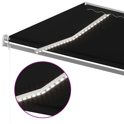 markise m. LED + vindsensor 500x350 cm automatisk antracitgrå