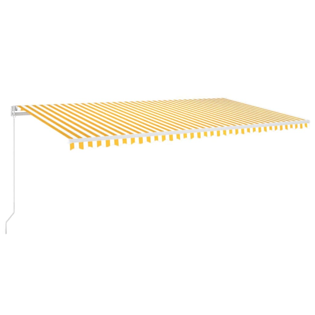 markise m. LED-lys 600x350 cm manuel betjening gul og hvid