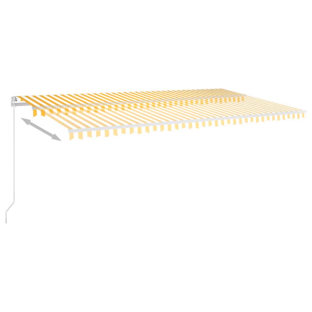 markise m. LED-lys 600x350 cm manuel betjening gul og hvid
