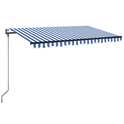 markise m. LED + vindsensor 300x250 cm automatisk blå og hvid