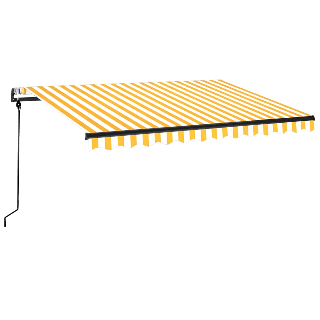 markise 350x250 cm automatisk betjening gul og hvid