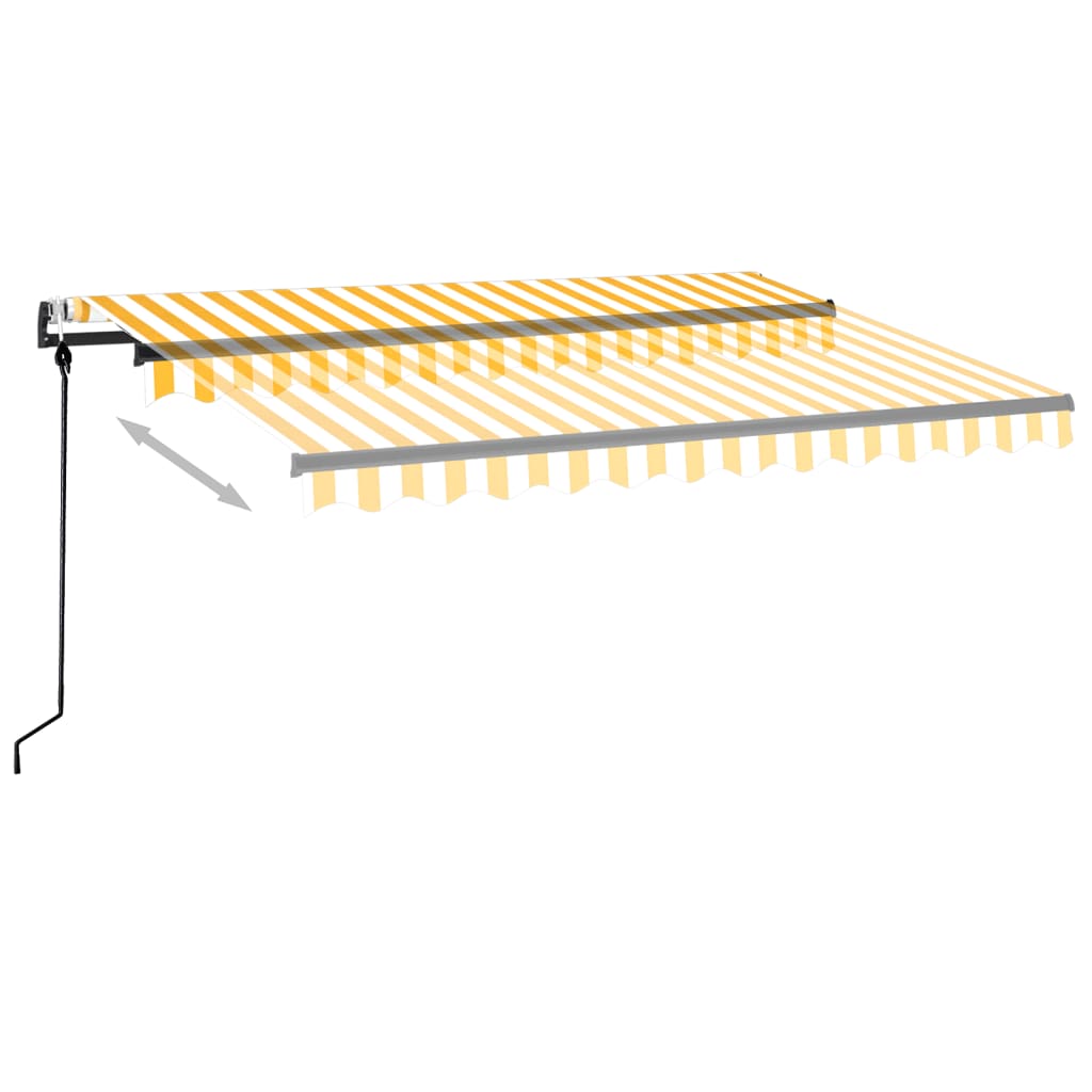 markise 350x250 cm automatisk betjening gul og hvid
