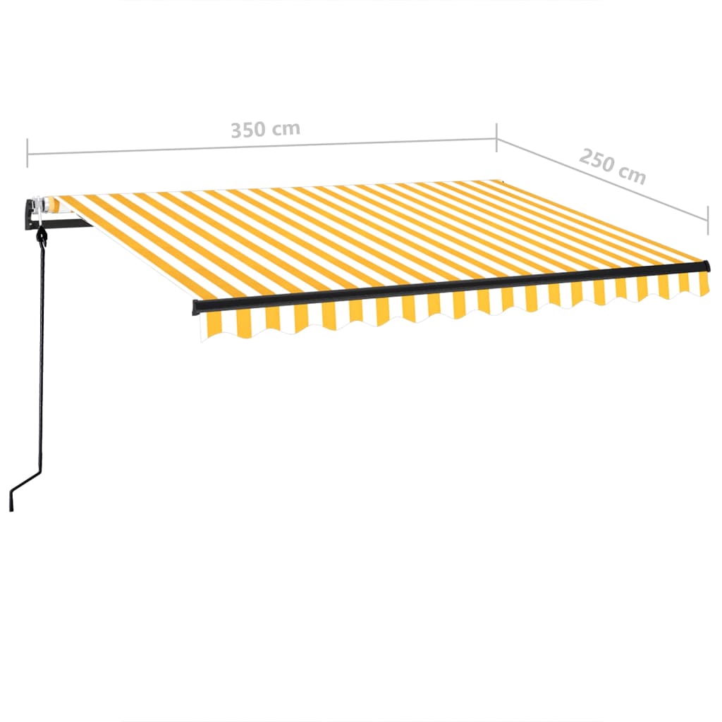 markise 350x250 cm automatisk betjening gul og hvid
