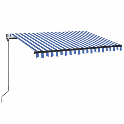 markise m. LED + vindsensor 350x250 cm automatisk blå og hvid