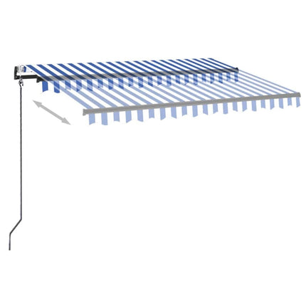 markise m. LED + vindsensor 350x250 cm automatisk blå og hvid