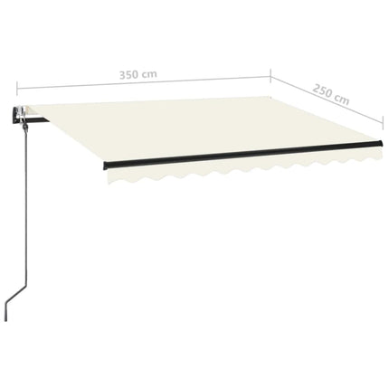 markise m. LED + vindsensor 350x350 cm automatisk cremefarvet