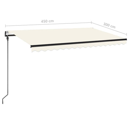 markise m. LED + vindsensor 450x300 cm automatisk cremefarvet