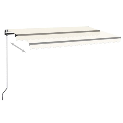 markise m. LED + vindsensor 500x300 cm automatisk cremefarvet
