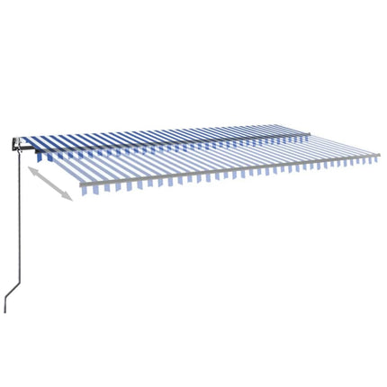 markise m. LED + vindsensor 600x300 cm automatisk blå og hvid