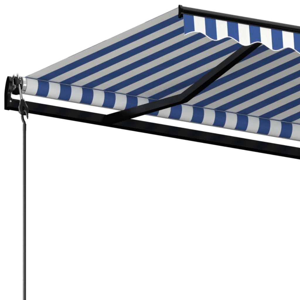 markise 400x350 cm automatisk betjening blå og hvid