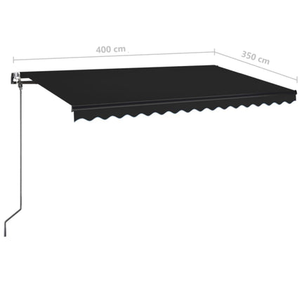 markise m. LED + vindsensor 400x350 cm automatisk antracit