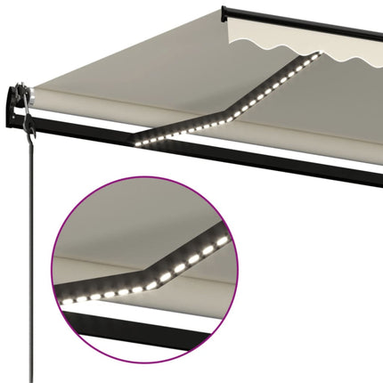 markise m. LED + vindsensor 450x350 cm automatisk creme