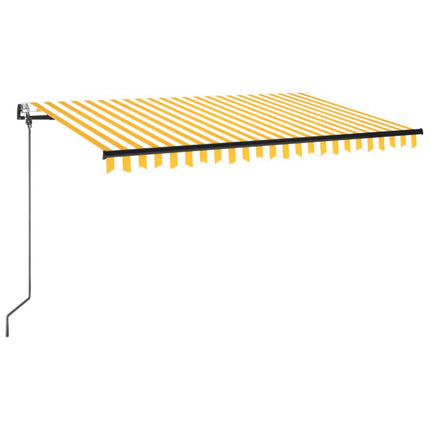 markise m. LED + vindsensor 450x350 cm automatisk gul og hvid