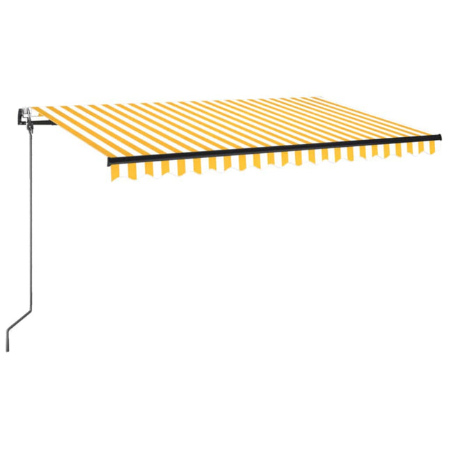 markise m. LED + vindsensor 450x350 cm automatisk gul og hvid
