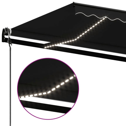 markise m. LED + vindsensor 450x350 cm automatisk antracitgrå