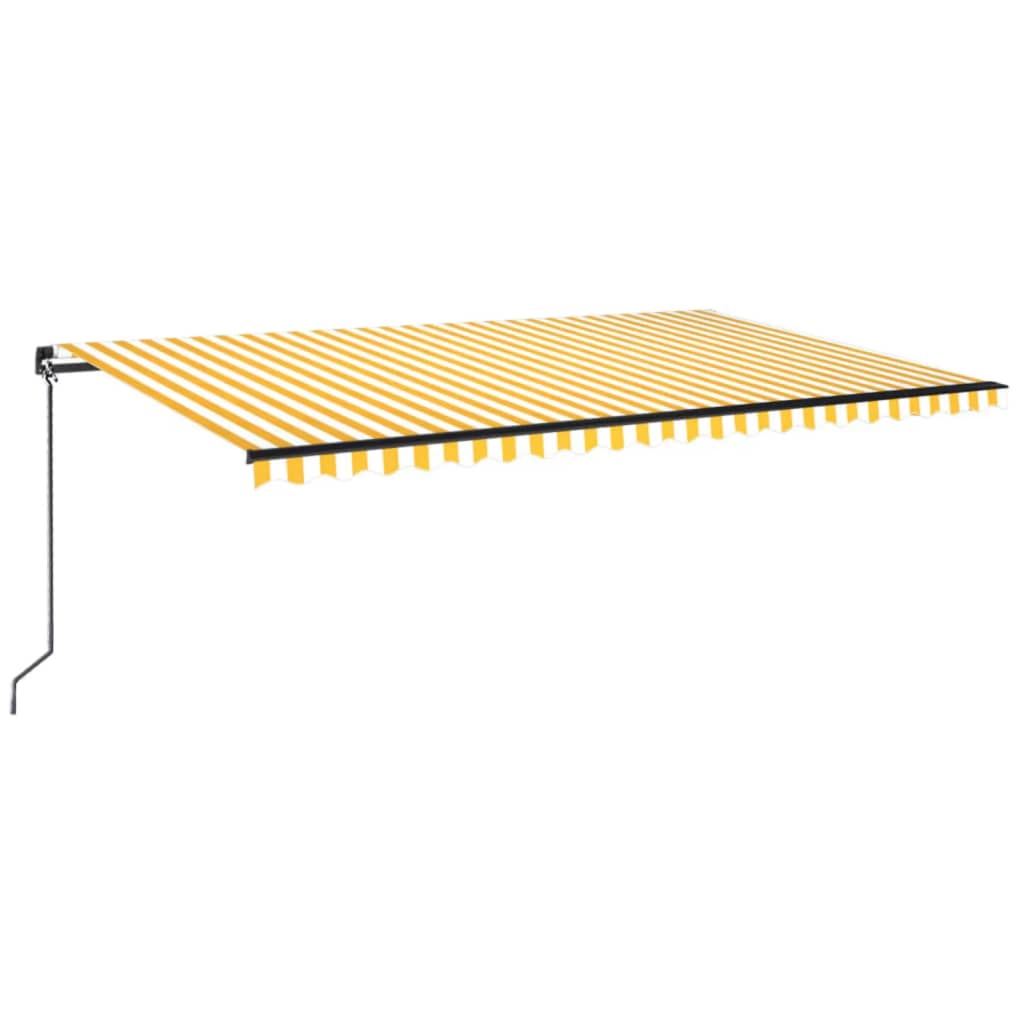 markise m. LED-lys 500x350 cm manuel betjening gul og hvid