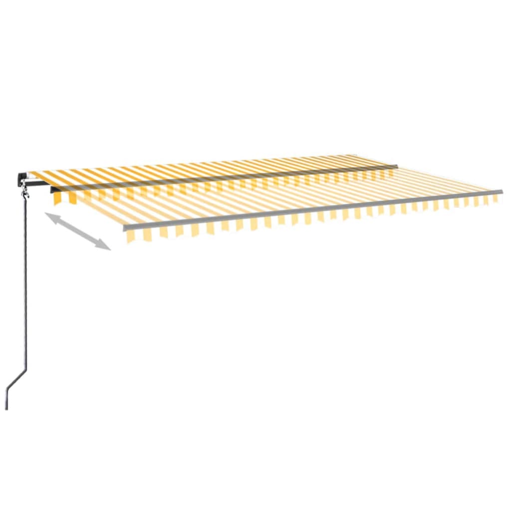 markise m. LED-lys 500x350 cm manuel betjening gul og hvid