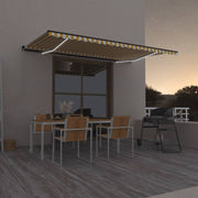 markise m. LED-lys 500x350 cm manuel betjening gul og hvid