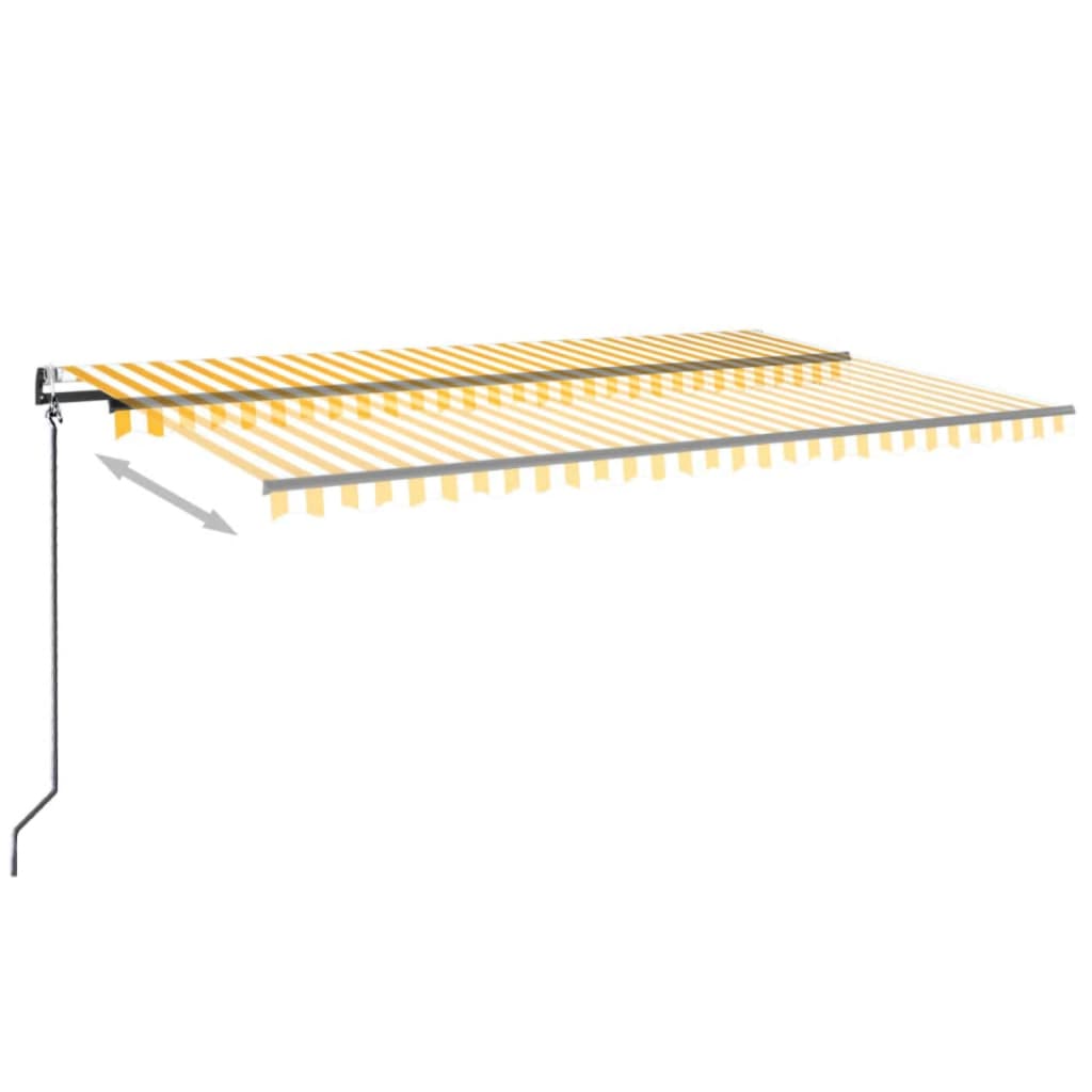 markise 500x350 cm automatisk betjening gul og hvid